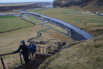 Hiking the stairs to the top
